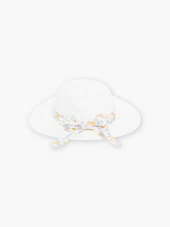 Weißer Strohhut mit floralem Band und Schleife Kind Mädchen CLUETTE / 22E4PF12CHA001