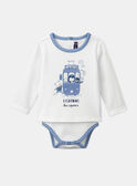 Body T-Shirt in Ecru und Hellblau mit Straßenbahn- und Tiermotiven LADULIO / 24H1BGJ1BOD001