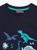 Marineblaues T-Shirt mit Dinosaurier-Muster für Kind Junge CYDOAGE2 / 22E3PGT2TMC070