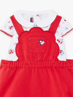 Baby Mädchen roter bestickter Overall und bedruckter Bodysuit CAFATI / 22E1BF81ENS001