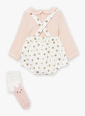 Set mit Body, Strampler und Strumpfhosen in Ecru und Rosa LOUANE / 24H0CF12ENS001