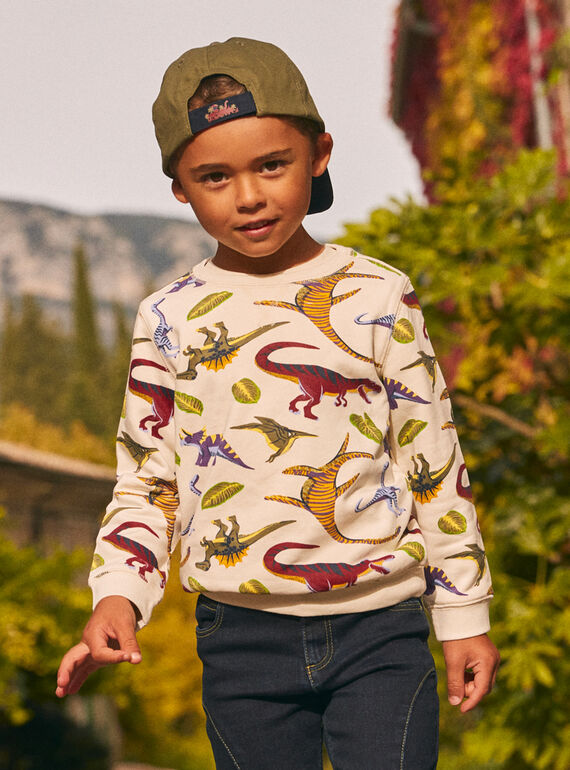 Ecrufarbenes Sweatshirt mit Dinosaurier-Motiv KIPULAGE / 24E3PGC1SWE632