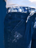 Blaue Karottenjeans mit Gürtel mit Blumenmuster LEJINETTE / 24H2PFJ1JEAK005