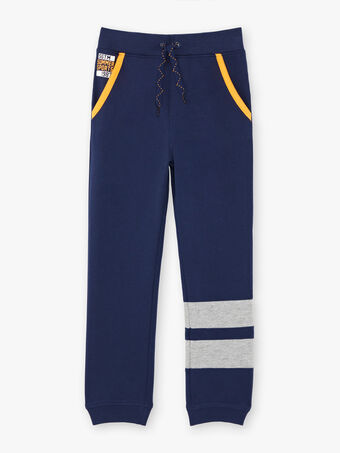 Pantalon de jogging bleu marine et gris à détails contrastés enfant garçon ZEJOGAGE2 / 21E3PGK1JGB070