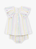 Set mit Kleid und Bloomer in Ecru mit Streifenprint aus Popeline LAALBERTINE / 24H1BFI2ROB001