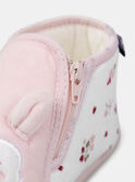 Rosafarbene Babyschuhe mit Fuchskopf und weißem Blumenprint Baby, Mädchen NEBECKY / 25F10BF31CHP301