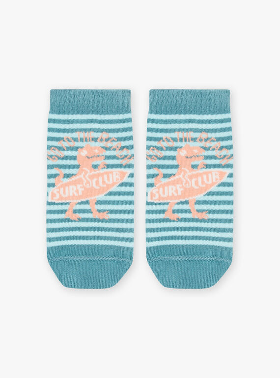 Blaue Socken mit Streifenmuster und Dinosauriermotiv FLUSTRAGE / 23E4PGQ1SOQ205