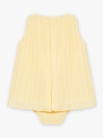 Sonnengelbes plissiertes Musselin-Kleid und Blümchen für Baby Mädchen CYEVA / 22E1BF32ROB102