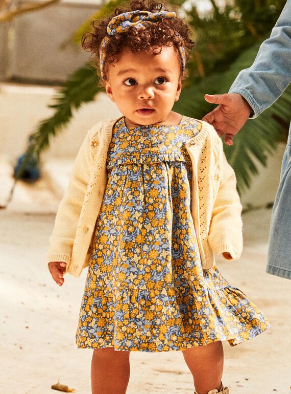 Rüschenkleid in marineblau mit Blumenmuster  FABETTY / 23E1BF81ROB070