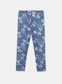Blaue und weiße Leggings aus Jersey mit Blumenmuster LELEGETTE / 24H2PFJ2LG070
