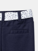 Marineblaue Hose mit Gürtel mit Blumenmuster LACLARA / 24H1BFJ1PAN070
