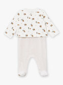 Set mit Strampler und Jacke in Beige und Ecru aus Nicki LOHENN / 24H0NG21ENSA011