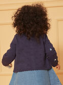 Texturierte marineblaue Strickjacke mit gestickten Blumen LACORRINE / 24H1BFJ2CAR070