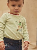 Lehmgrünes T-Shirt mit ausgefallenem Hundeaufdruck KAARTHUR / 24E1BG31TMLG600