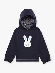 Marineblauer Kaninchen-Pullover für Mädchen mit Wendepailletten BROZOETTE / 21H2PFF1SWE070