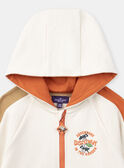 Ecru und orangefarbenes Sweatshirt mit Kapuze KAGILAGE / 24E3PG31GIL009