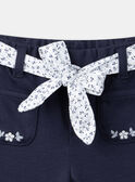 Marineblaue Hose mit Gürtel mit Blumenmuster LACLARA / 24H1BFJ1PAN070