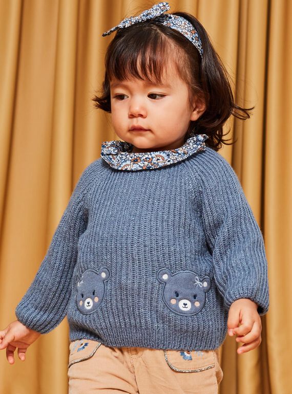 Blaugrauer Strickpullover DAROMY / 22H1BFY1PULC206