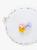 Weiße Umhängetasche aus Baumwolle mit Blumenaufnäher in mehrfarbigem Schleier Kind Mädchen CLUSETTE / 22E4PF11BES001