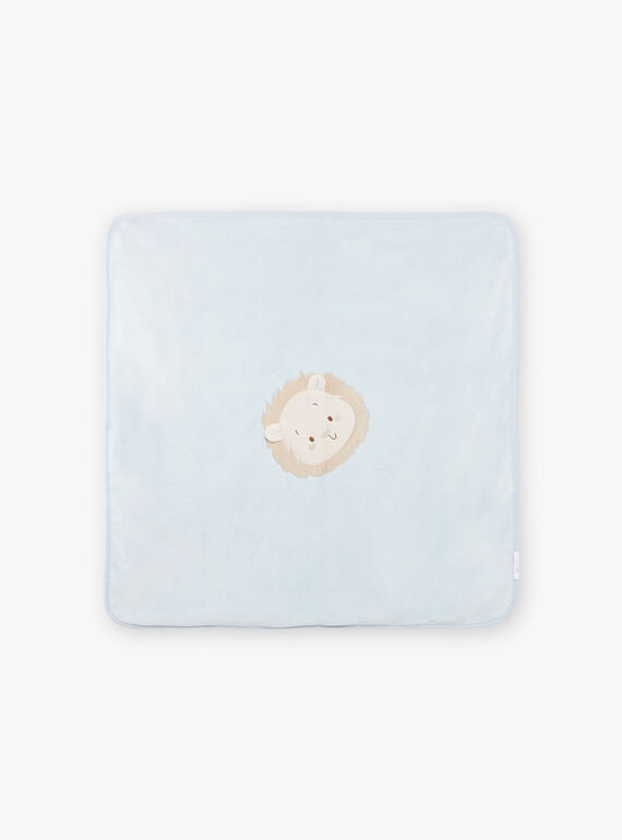 Blaue Kunstpelz-Decke bedruckt Geburt Junge COSMIN / 22E0AGC1D4PC227