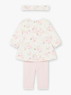 Kleid und Stirnband mit Blumen und rosa Leggings Geburt Mädchen gedruckt BOUTAINA / 21H0CF43ENS001