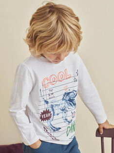 Ecru-T-Shirt für Jungen mit Dinosaurier-Motiv BUTOILAGE / 21H3PGQ2TML001
