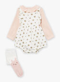 Set mit Body, Strampler und Strumpfhosen in Ecru und Rosa LOUANE / 24H0CF12ENS001