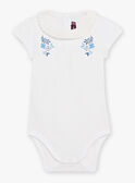 Baby Mädchen Ecru Blumenstickerei geraffter Kragen Bodysuit CANORA / 22E1BFK1BOD001