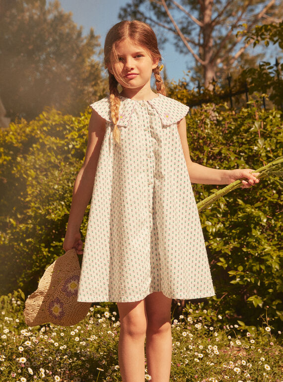 Kleid in Ecru mit Blumenprint LAROBETTE / 24H2PFI2ROB001