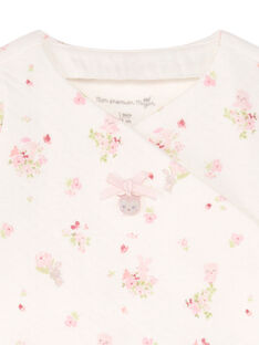Weiß und rosa Jacke mit Blumendruck und rosa Leggings für ein Mädchen BONNIE / 21H0NF41ENS301
