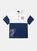 Blau-weißes Poloshirt aus Jersey mit Gitarren-Dachsmotiv LEPOLAGE / 24H3PGJ1POL000