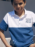 Blau-weißes Poloshirt aus Jersey mit Gitarren-Dachsmotiv LEPOLAGE / 24H3PGJ1POL000