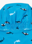 Blauer Hut mit UV-Schutz+50 und Orca-, Hai- und Walprint KLURAGE / 24E4PGG1CHA216