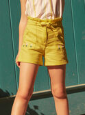Shorts in Gelb aus Baumwolle und Leinen LASHORETTE / 24H2PFI1SHO116