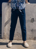 Blaue Karottenjeans mit Gürtel mit Blumenmuster LEJINETTE / 24H2PFJ1JEAK005