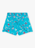 Kind Mädchen türkisfarbene Shorts mit Blumendruck CAUSHOETTE 2 / 22E2PFT4SHO202