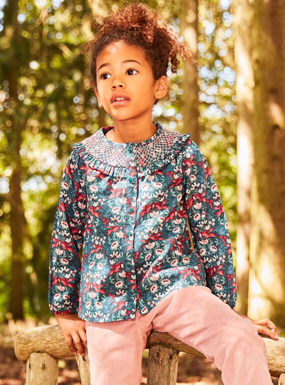 Grüne Bluse mit Blumenmuster DUIBLETTE / 22H2PFZ1CHEG633