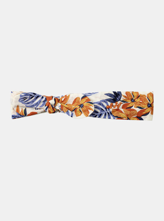 Stirnband mit buntem Blumen-und Fischprint in Weiß KAZELIE / 24E4BFS1BAN001