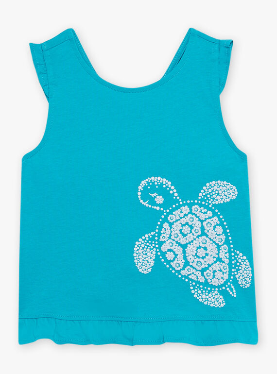 Schildkrötenblaues Tank-Top Kind Mädchen CAUJERETTE  2 / 22E2PFT1DEB202