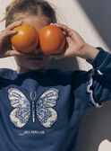 Blauer Sweatshirt mit gesticktem Schmetterlingsmotiv LESWETTE / 24H2PFJ1SWEC233