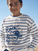 Blauer und ungebleichter Pullover mit Streifenmuster LERAYAGE / 24H3PGJ1SWE001