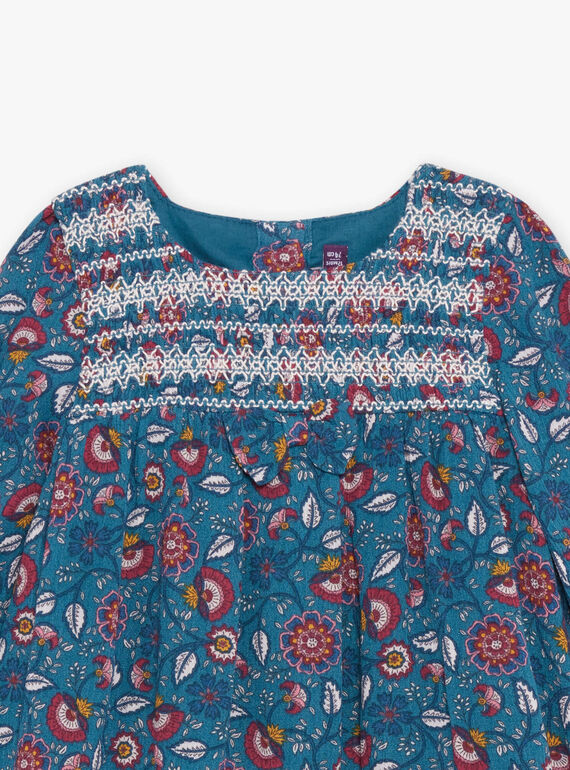 Entenblaues Kleid mit Blumenmuster DAMAURINE / 22H1BFU1ROB714