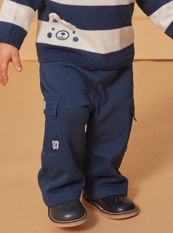 Marineblaue Komforthose mit Taschen mit Cargo-Effekt LADAMIEN / 24H1BGJ1PANC230