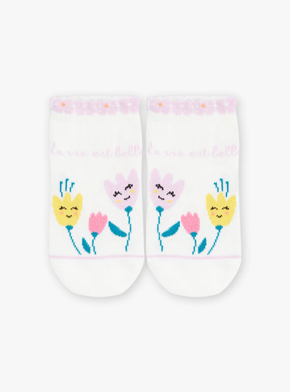Niedrige Socken ecru mit Blumendruck FLEWETTE / 23E4PFS1SOB001