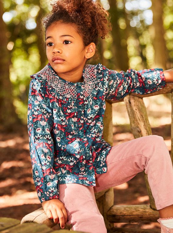 Grüne Bluse mit Blumenmuster DUIBLETTE / 22H2PFZ1CHEG633