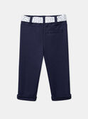 Marineblaue Hose mit Gürtel mit Blumenmuster LACLARA / 24H1BFJ1PAN070