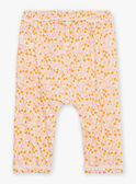 Ecru- und orangefarbene Popeline-Hose mit Blätter- und Früchtemuster FAULINE / 23E1BFP1PAN001