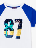 T-Shirt in Weiß und Blau mit kurzen Ärmeln LADUAGE / 24H3PGI4TMC000