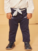 Marineblaue Hose mit Gürtel mit Blumenmuster LACLARA / 24H1BFJ1PAN070