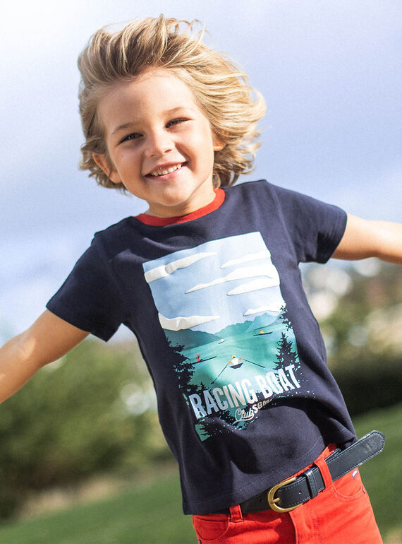 Marineblaues T-Shirt mit Ruderposter für Kinderjungen CEBESTAGE / 22E3PG82TMC070